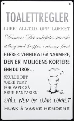 Skilt - Toalettregler
