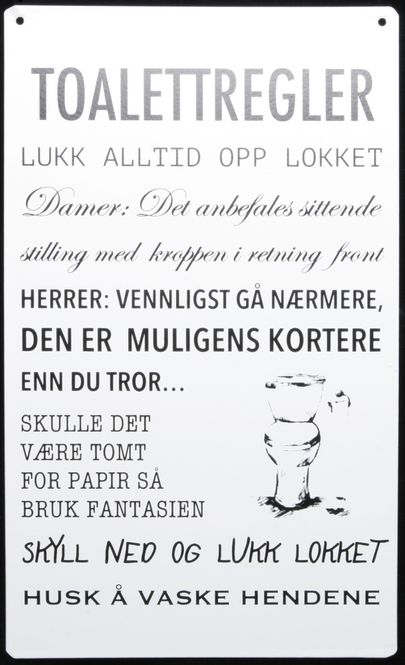 Hovedbilde Skilt - Toalettregler