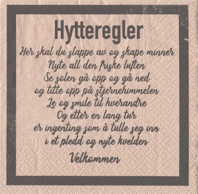 Servietter - Hytteregler