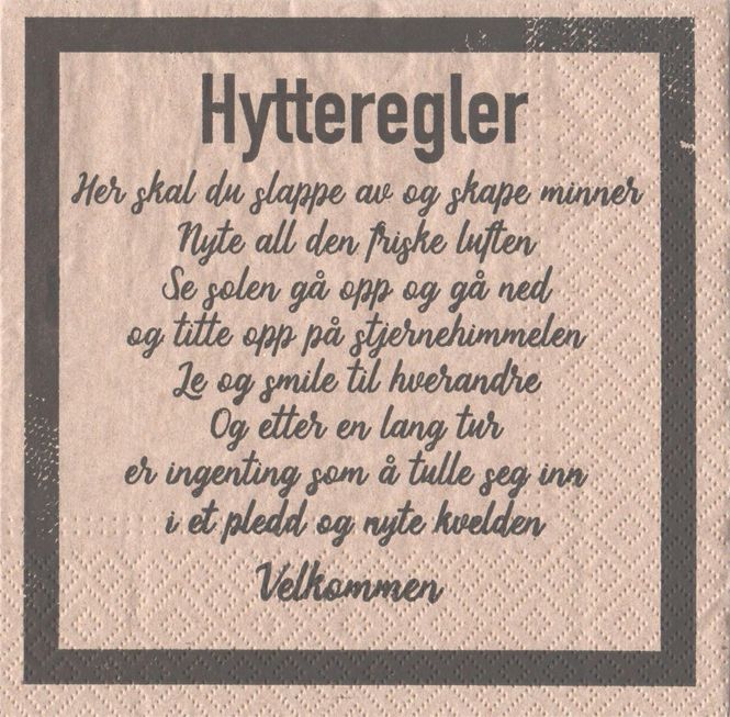 Hovedbilde Servietter - Hytteregler