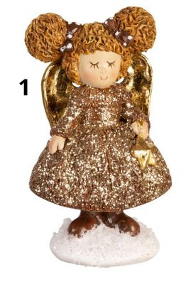 Figur jente / engel i brunt og gull - 2 varianter